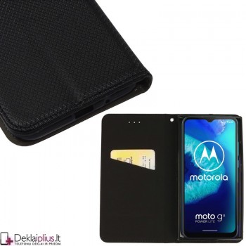 Telone smart magnet serijos atverčiamas dėklas - juodas (Motorola Moto G8 Power Lite)